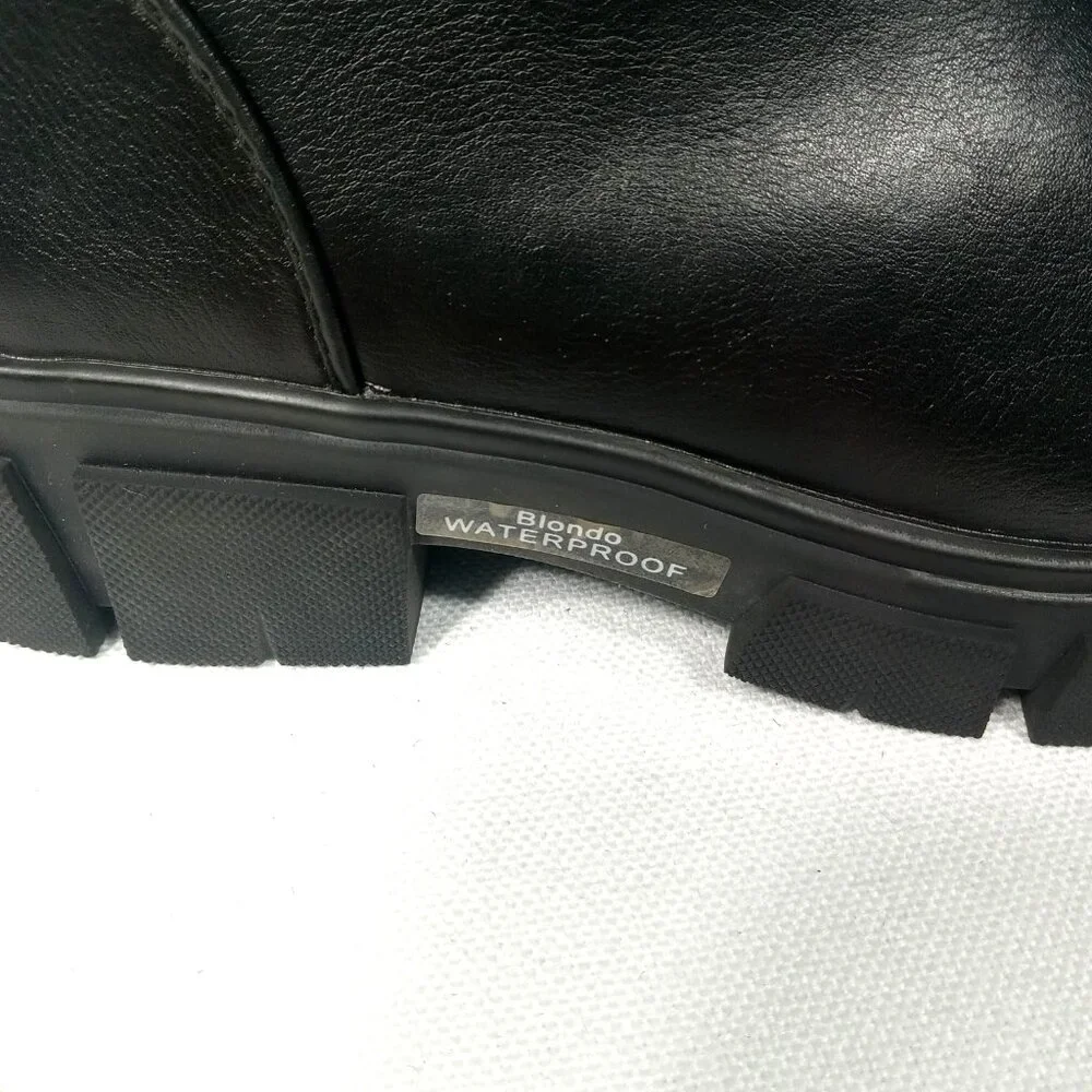 BLONDO Plaka Black Leather Winter Boots Lug Sole Waterproof Women's Size 6 M